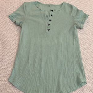 10/$15 Waffle knit short sleeve Henley tee size small teal
